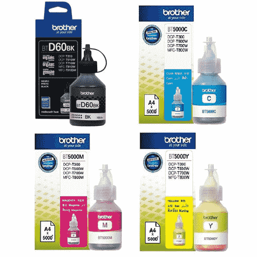 Brother BT5000 CMY & BT-D60BK Full Set Ink Bottle Price in Bangladesh