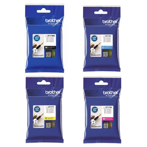 Brother LC3717 CMYBK Four Color Ink Cartridge [MFC-J 2330DW, MFC-J 3530DW, and MFC-J3930DW]