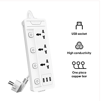 Deli ET411 2 Pin 4 Port White 2Meter With 3 USB Port Power Strip Price in Bangladesh