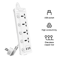 Deli CT703ES 3 Pin 4 Port 3 Meter Power Strip Price in Bangladesh
